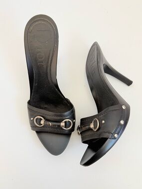 Vintage Christian Dior Galliano Gaucho Horsebit Studded Platform Mules 39
